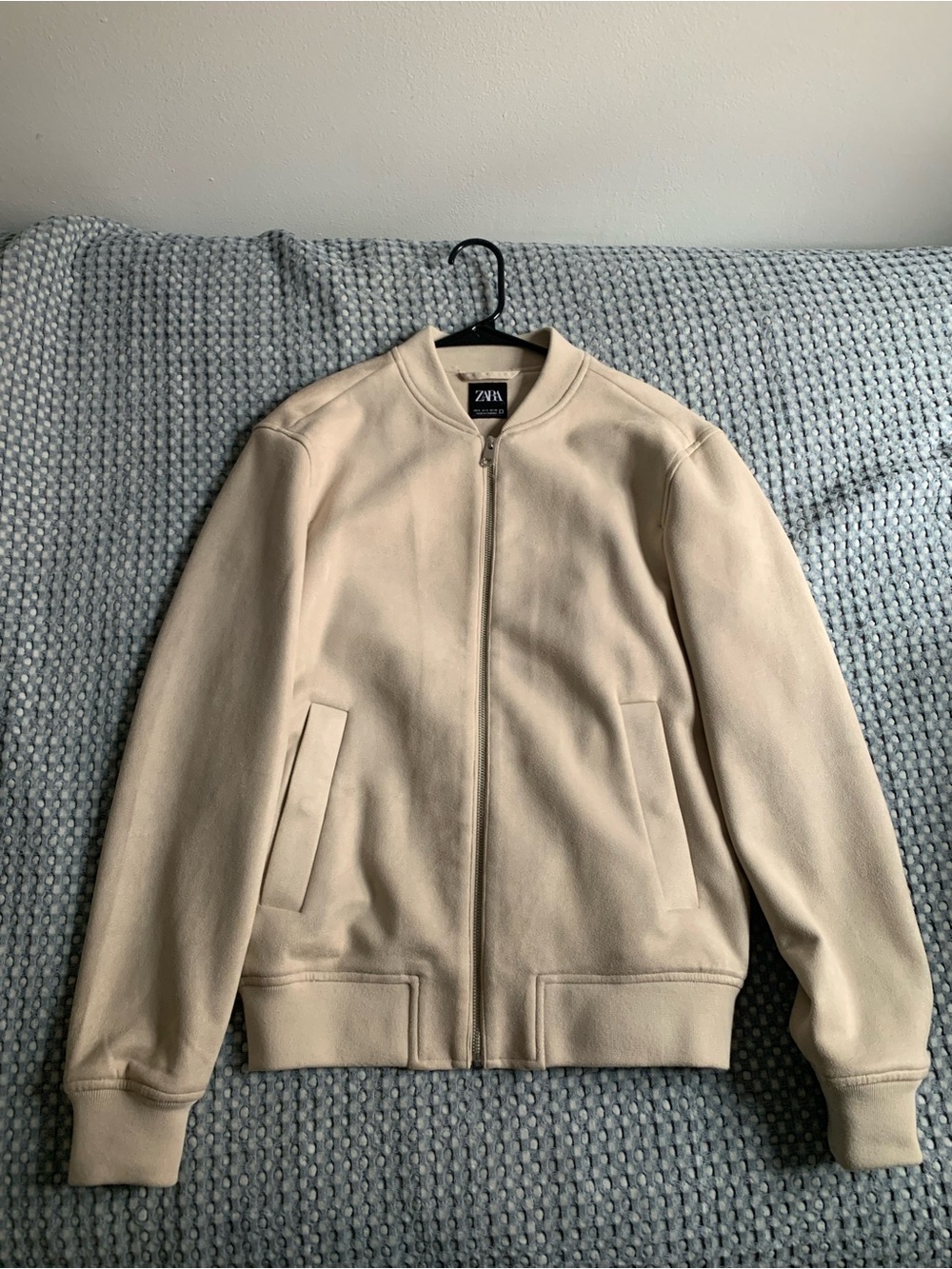 Zara Men Light Beige Zip-Up Bomber Jacket
